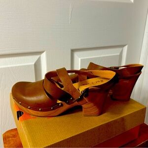 Korks Women's Evah Clog Women's Shoes brown Size 10 Pure Leather!!!